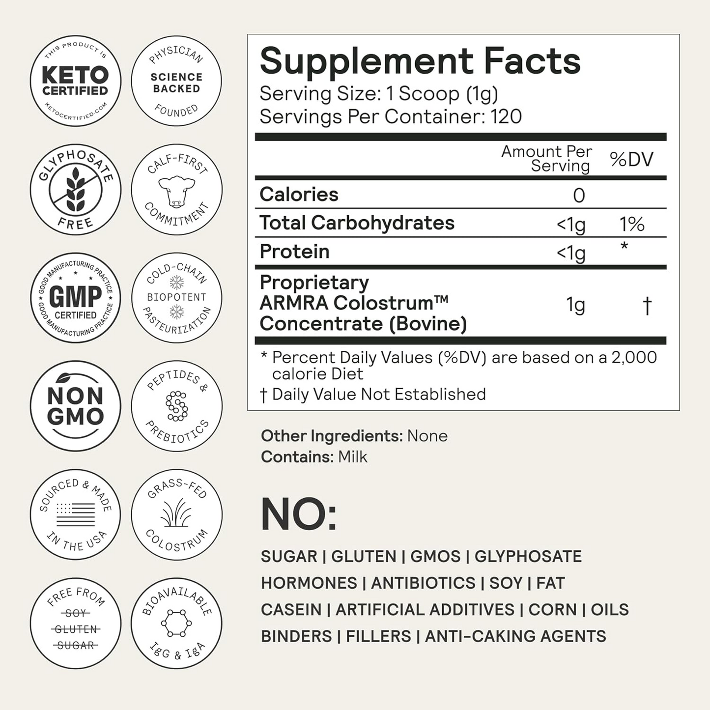 ARMRA Colostrum Powder | Gut Health & Bloating | Skin & Hair | Immunity | Keto, Gluten & Fat-Free | 90 Servings